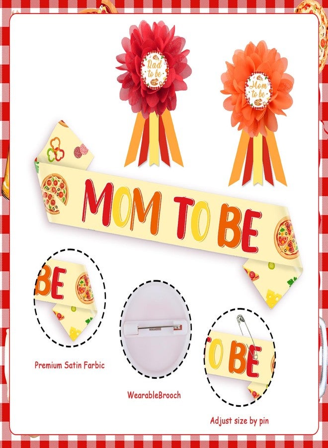 Cheerupp Pizza Baby Shower Maternity Sash Kit, Fast Food Gender Reveal Sash and Mom to Be Dad to Be Corsage Pins, New Parents Pregnancy Announcement Photo Props Party Supplies - Image 5